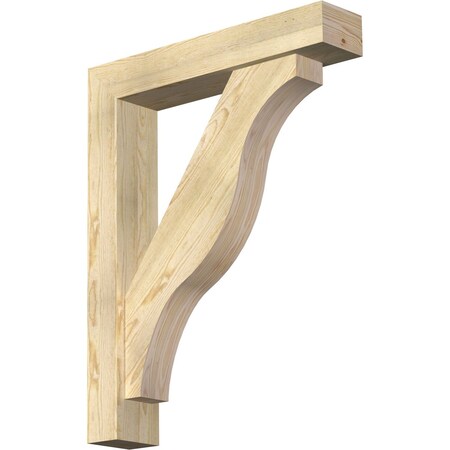 Ekena Millwork Funston Block Rough Sawn Bracket w/ Offset Brace, Douglas Fir, 6"W x 30"D x 38"H BKT0604X30X38FST05RDF